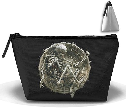 Antics Skeleton Art Toiletry Pouch Makeup Bag Trapezoidal Storage Travel Bag Phone Coin Purse Cosmetic Pouch Wallet Pencil Holder Zipper