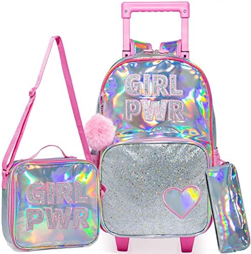 Meetbelify Rolling Backpack for Girls School Backpack with Wheels Kids ...