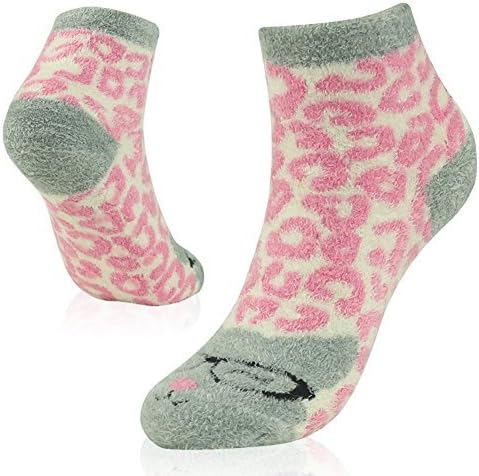 Non Slip Workout Socks,Womens Girls Super Soft Fuzzy Cute Kitty Cat Warm Indoor Socks with Grippers for Exercise, Yoga Vive Bears 1 Pair