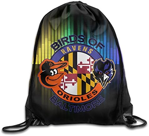 LINNA Baltimore Sports Baseball Logo Mixed Durable Drawstring Backpack Outdoor Valise Bag