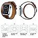Apple Watch Band, WAPAG Double Tour Genuine Leather, Sport Style Replacement Band Wrist Bracelet Strap for Apple iWatch (Light Brown 38mm)
