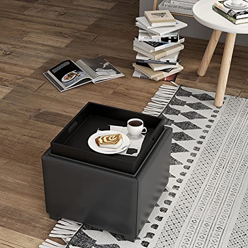 CHITA Storage Ottoman Cube (with Tray),Footrest Stool Seat Serve as