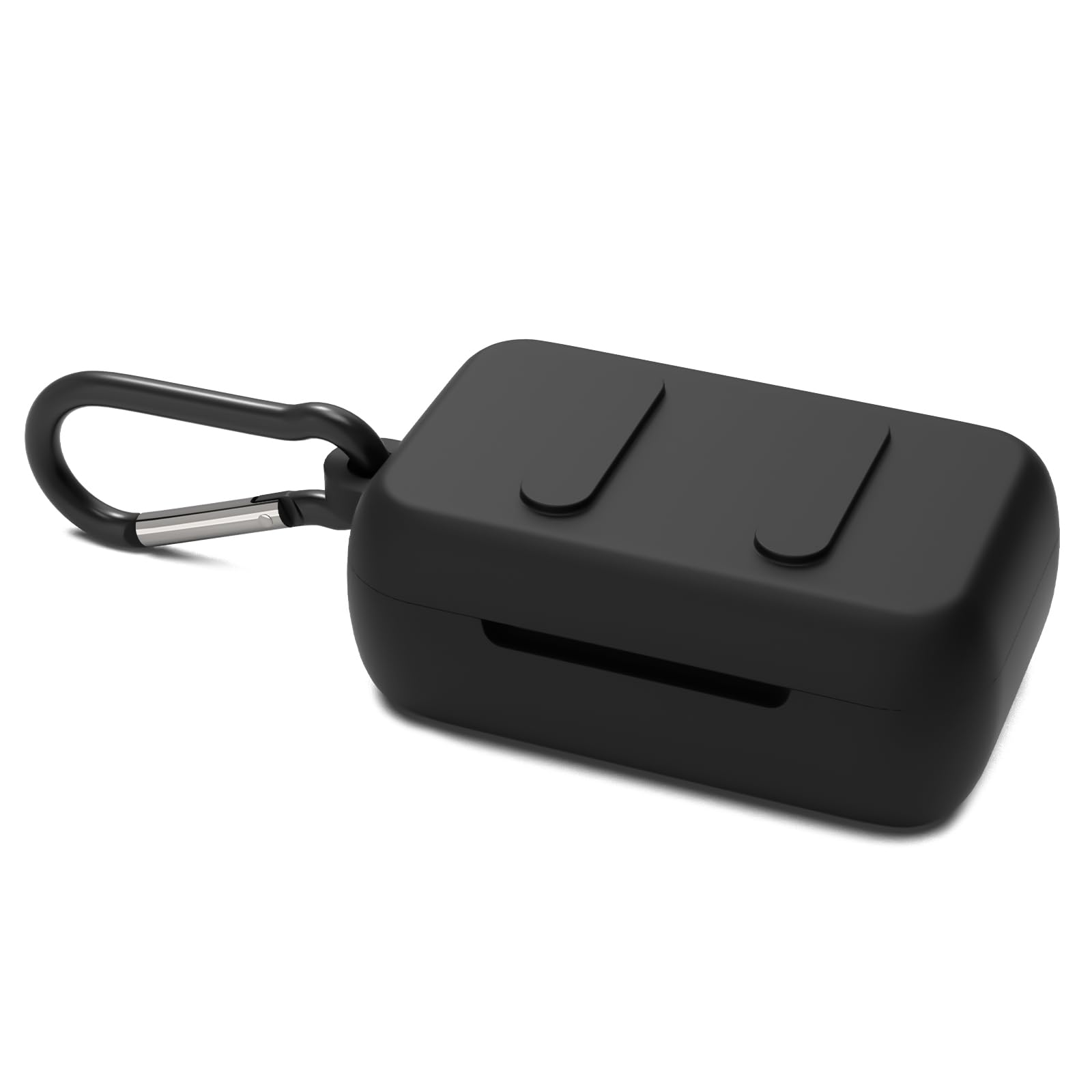 Geekria Silicone Case Cover Compatible with Skullcandy DIME/2 True Wireless Earbuds, Protective Earphones Skin with Keychain Hook, Front LED Visible (Black)