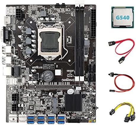 Wresetly B75 ETH Mining Motherboard 8xPCIE to USB G540 CPU LGA1155 Mainboard Kit