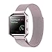 Fitbit Blaze Accessory Band,Large(6.3-9.1 in),Oitom Frame Housing+Milanese loop stainless steel Bracelet Strap for Fitbit Blaze Smart Fitness Watch (Sakura Pink Frame+Loop)
