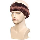 WildCos Short Straight Brown Bald Costume Wig for Adult Cosplay Costume Halloween Party Wig for Men