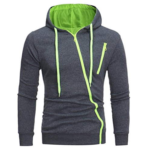 Bookear Men Hoodie,Clearance! Mens Sport Lightweight Zip-up Hooded Sweatshirt Jacket Coat (L, Green) - Thumbnail 3