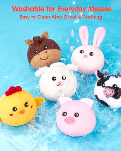 hahaland Montessori Baby Toys 6-12 Months - Surprise Barn with Stuffed Farm Animals Toys for Babies with Rattle & Mirror, Sensory Toys for Babies Boy Girl, Travel Toys for Toddlers 1-3