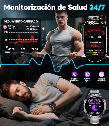LIGEMI Men's Smart Watch with 1000mAh/LED Flashlight, 1.85 Inch HD Smartwatch Man with Bluetooth Calls, Heart Rate, Sleep Monitor, IP68 Waterproof, 100+ Sports for Android iOS