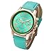 Top Plaza Fashion Women's Analog Watch, PU Leather Band Rose Gold Tone -Green
