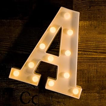 Foaky LED Letter Lights Sign 26 Alphabet Light Up Letters Sign for Night Light Wedding Birthday Party Battery Powered Christmas Lamp Home Bar Decoration (A)