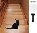15-Pack, Rubberized Clear Adhesive Stair Treads, Non-Slip Translucent Safety Stair Traction Hardwood Treads, Non-Grit PVC-Free Anti Slip Clear Adhesive Strips, Baby/Elder/Pet Safety, Indoor & Outdoor