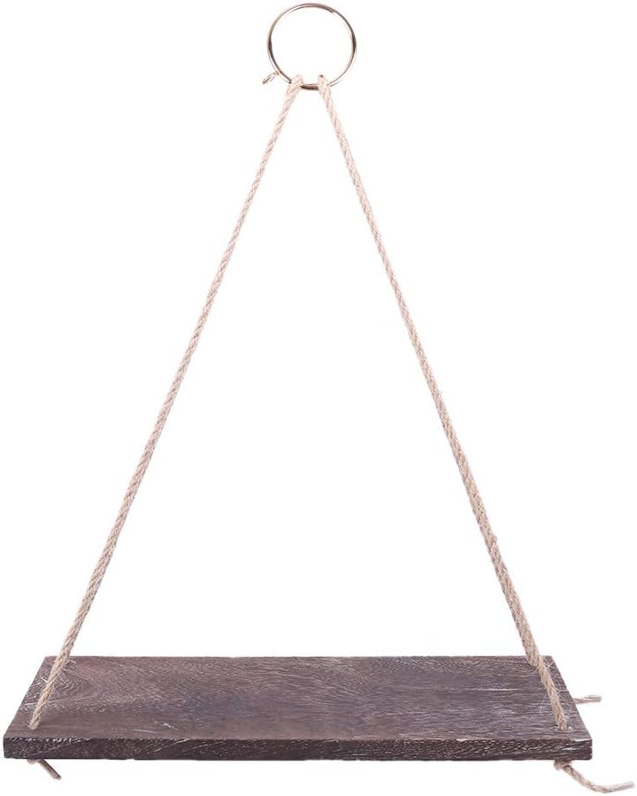 Dsxnklnd Rustic Wood Wall Hanging Shelf Swing Rope Floating Shelves Plant Hanger Flower Pot Holder Dislplay Home Decor