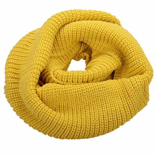 NEOSAN Womens Thick Ribbed Knit Winter Infinity Circle Loop Scarf Mustard
