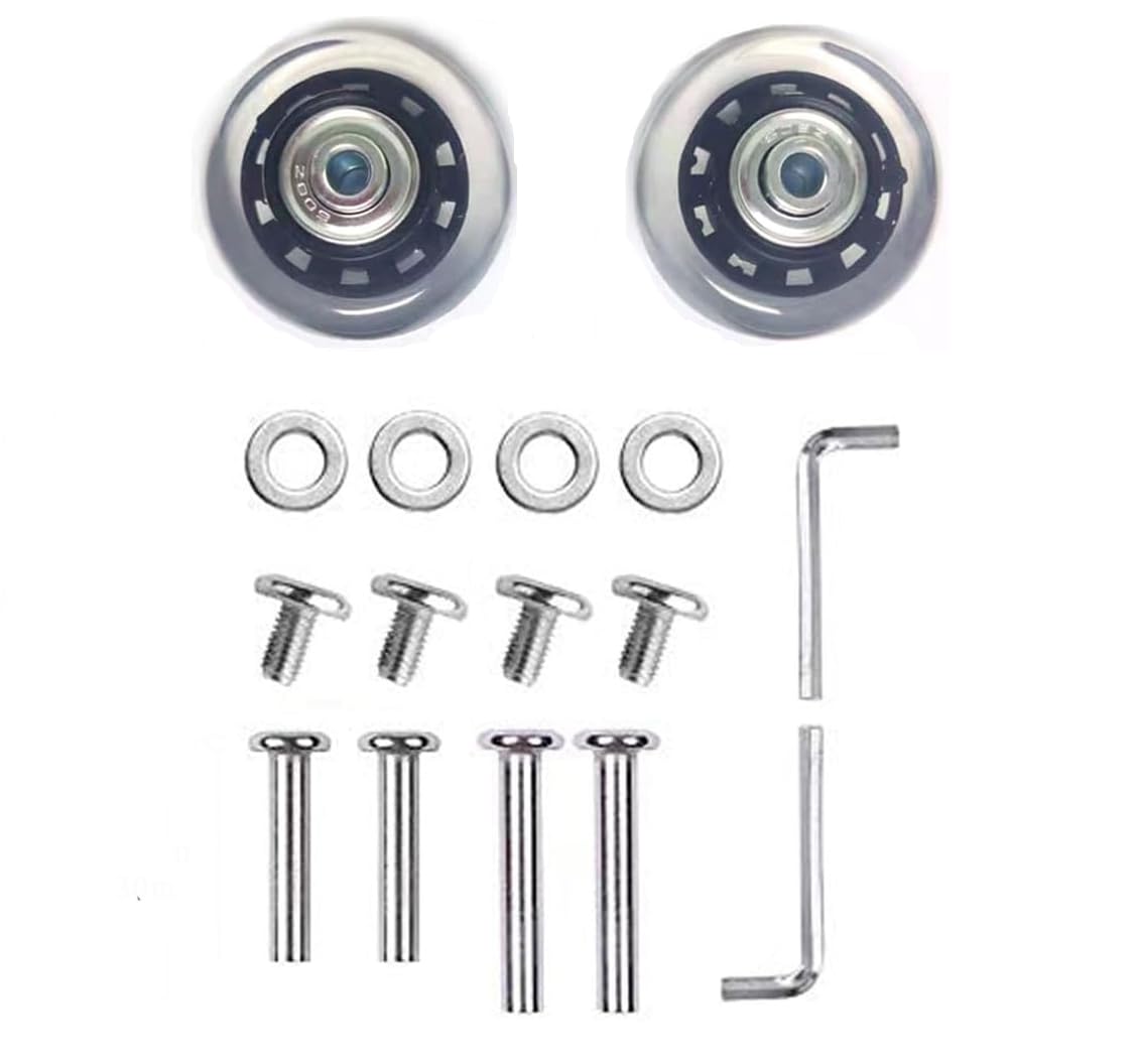 Photo 1 of 1 Pair/2pcs Luggage Suitcase Replacement Wheels 40mm, Rubber Swivel Caster Wheels 6mm Bearings Repair Kits (Black&Clear, OD40*ID6*18mm/1.57 * 0.23 * 0.7in)