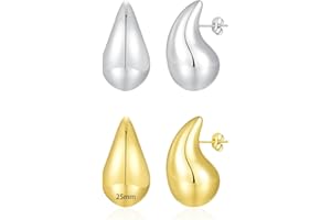 Apsvo Chunky Gold Hoop Earrings for Women, Dupes Earrings Lightweight Waterdrop Hollow Open Hoops, Hypoallergenic Gold Plated Earrings Fashion Jewelry for Women Girls