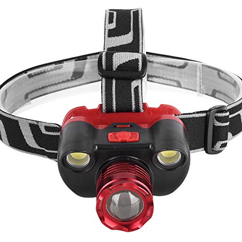 Ranoff Pathfinder Lamp Headlamp Flashlight Camping Headlight 15000LM 4 Modes 3X XM-L T6 Rechargeable 18650 Headlamp USB Charger Set (Red)