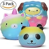 3 pcs jumbo unicorn squishies slow rising cut galaxy panda and sheep squishy toy by Hevout