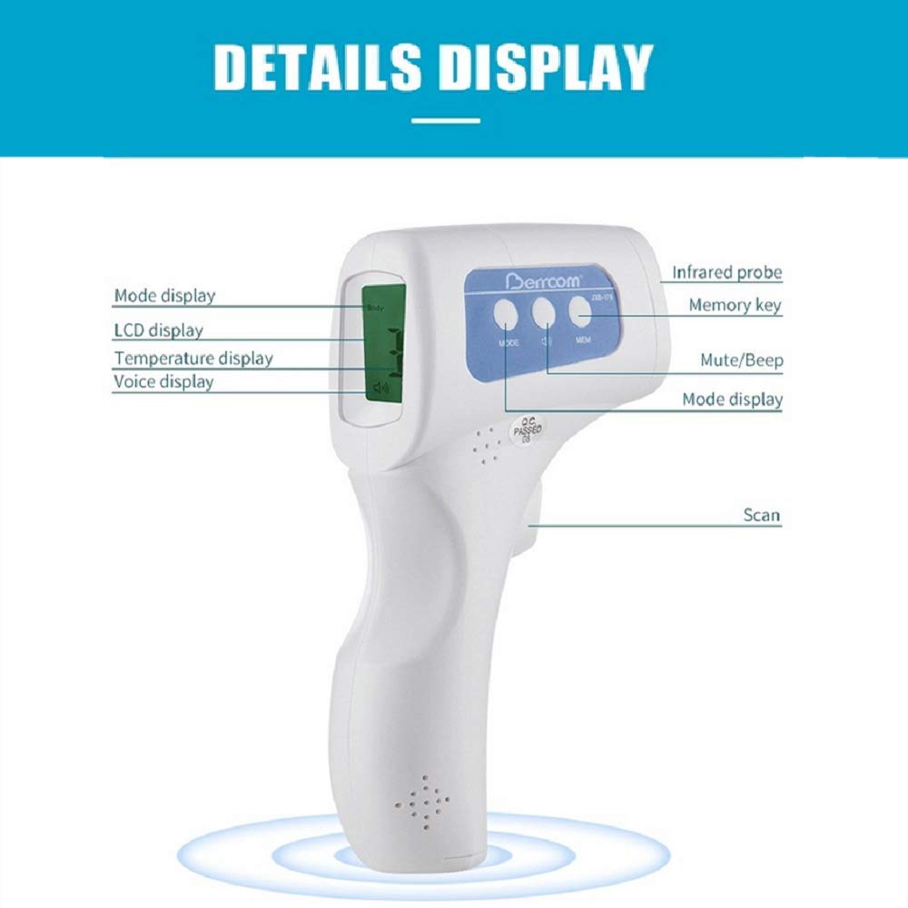 Forehead Thermometer for Adults Non-Contact Infrared Forehead Thermometer with Fever Alarm Function Medical Grade for Baby Children Kids Instant Fever Check Digital Display