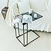 C-Hopetree Small Side Coffee End Table for Sofa - Black Metal
