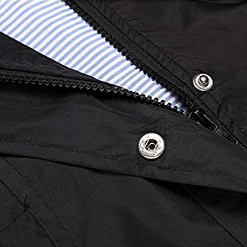 Miskay Women's Raincoat Winter Solid Outdoor Jacket Waterproof Windproof Hoodie Overcoat (Black, Large)