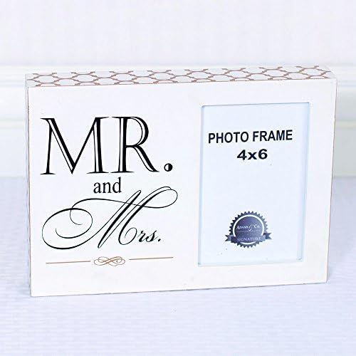Mr. and Mrs. Black and White 7 x 9.5 Wood Block Table Top Picture Frame Plaque