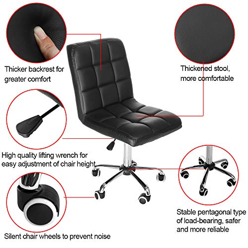 Onefa Office Chair Fashion Casual Lift Office Work Chair Beauty Salon Black Home Fashion Leisure Swivel Staff Lifting Salon Drawing Tablecloth Stands Adjustable (Black) - Thumbnail 5