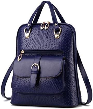 Flake Rain Woman's Special Knitted Simple Decent Elegent Backpack Shoulders Bag(Navy)