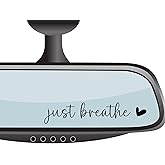 4 xJust Breathe Rear View Mirror Sticker,Rearview Mirror Decal,Car Accessories For Women,Motivational Stickers,Water Bottle Laptop Bumper Tumblers Sticker,Vanity Mirror Stickers,Car Window Decal