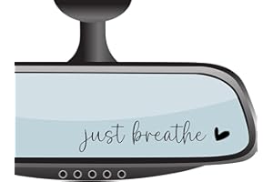 CIKTCOKO 4 xJust Breathe Rear View Mirror Sticker,Rearview Mirror Decal,Car Accessories For Women,Motivational Stickers,Water Bottle Laptop Bumper Tumblers Sticker,Vanity Mirror Stickers,Car Window Decal