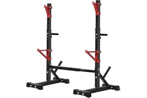 Squat Rack, CANPA Adjustable Barbell Rack Strength Training Barbell Stand with Dip Station Multi-Function Squat Stand Equipme
