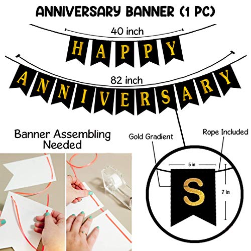 Party Propz Happy Anniversary Decoration Items with LED Light Banner