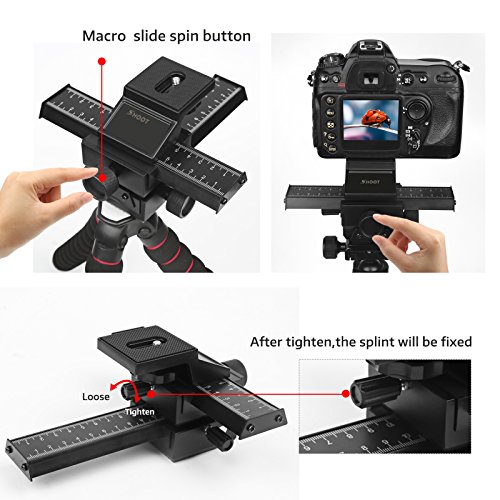 D & F 4 Way Macro Mise Focus Rail avec vis standard 1/10,2 cm close-up de Tir pour Canon Nikon Samsung Sony Digital SLR…