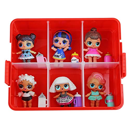 Bins & Things Stackable Toys Organizer Storage Case Compatible with LOL Surprise Dolls, LPS, Shopkins, Tsum Tsum and Lego - Portable Adjustable Box w/Carrying Handle