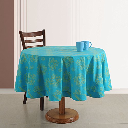 ShalinIndia Floral Print Indian Table DÃ©coration Spring Round Tablecloth 70 Inches 4 Seater