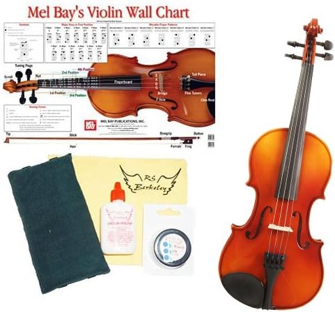Knilling Europa 1/2 Size Violin Outfit (3K) -- with Violin Care & Maintenance Kit and Mel Bay Violin Wall Chart Poster