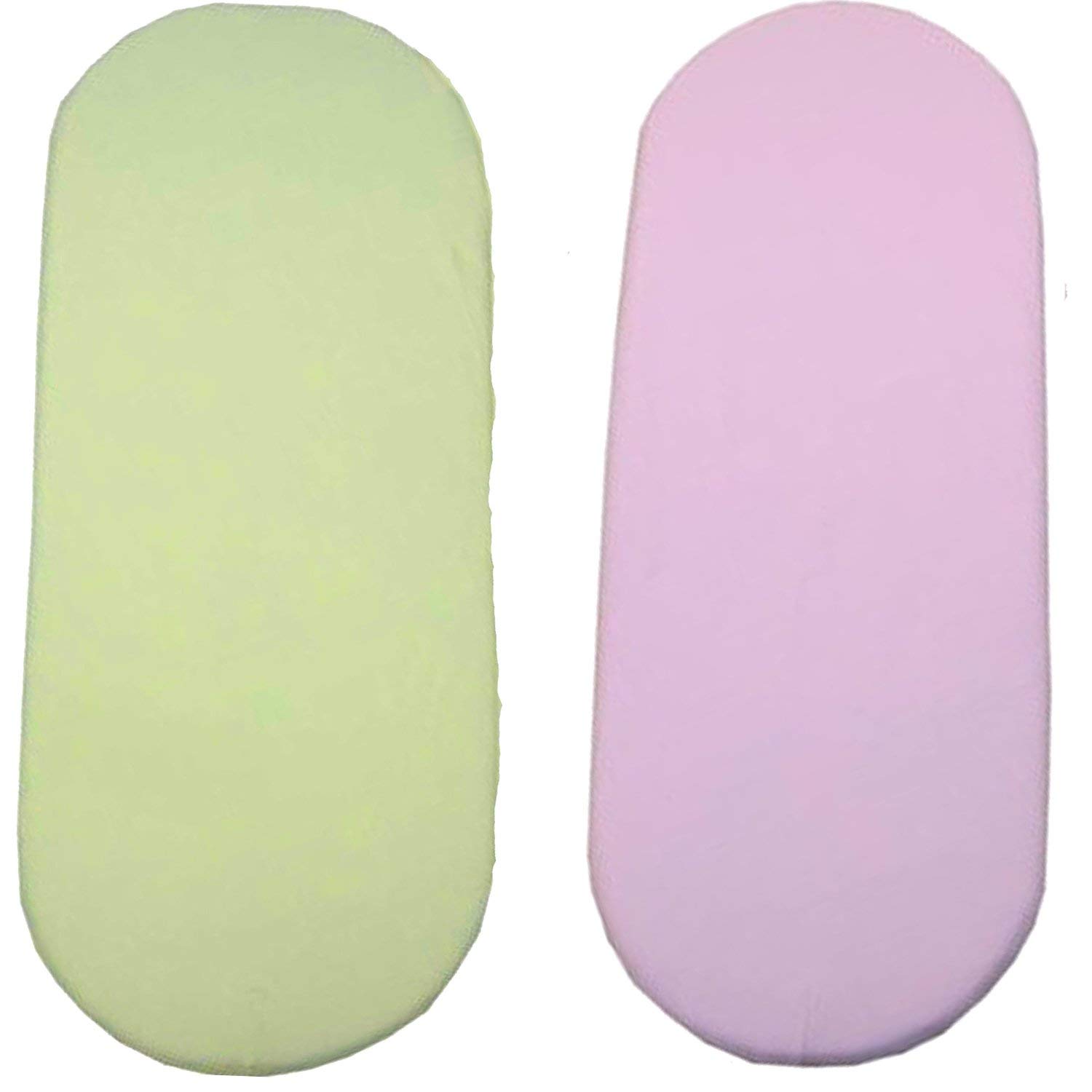 Dudu N Girlie Moses Basket Fitted Sheets Set - 100% Jersey Cotton Bassinet Size Newborn Hypoallergenic Breathable Easy Care Soft Fitted Sheet For Baby Bassinet (Pack of 2, Pink & Yellow)