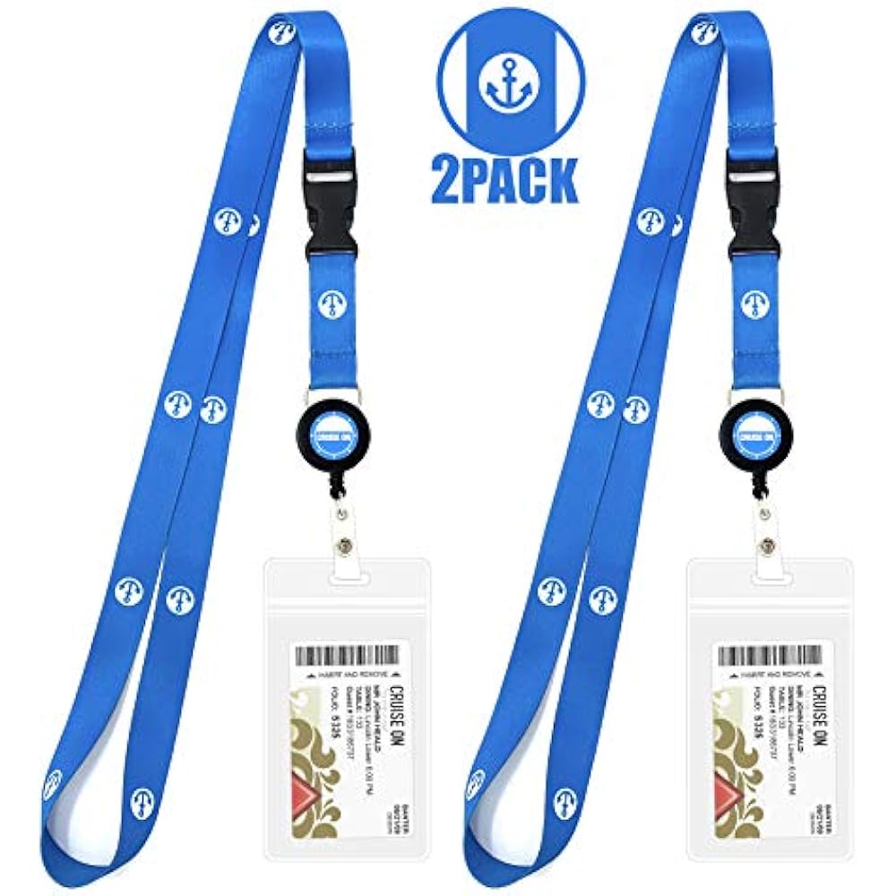 Cruise Lanyard & Key Card Holder 2Pack Retractable Reel Detachable ID (Blue eBay