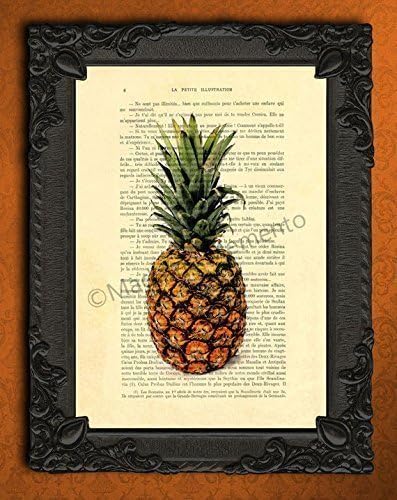 Pineapple artwork, tropical fruit wall art for kitchen or living room
