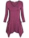 Tunic Top for Leggings for Women,Timeson Elbow Sleeve V-Neck Asymmetrical Hem Tunics Irregular Maternity Top with Pockets Purple Red XX-Large