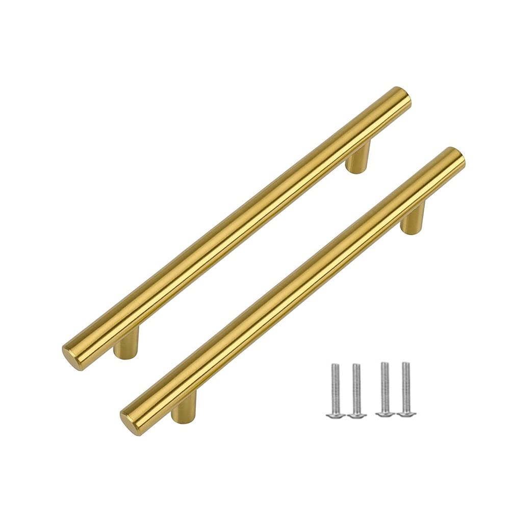 SYDARSYN 6 Pack Kitchen Cupboard Handles 160mm - Stainless Steel Cabinet Handles Gold Wardrobe Drawer Furniture Door T Bar Pull Handles — image 1