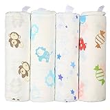 Innoo Tech Soft and Cozy Baby Receiving Large Swaddle Blankets, 100 Percent Muslin Cotton, (48x 48 Inch) - 4 Pack