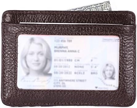 IVESIGN Slim Front Pocket Wallet RFID Blocking Credit Card Holder With ID Window (Brown)