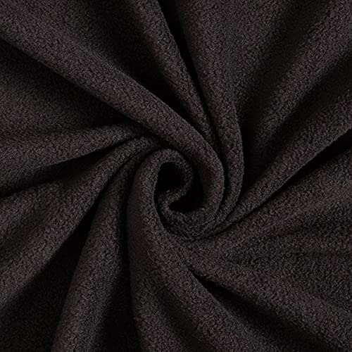 Antipil Polar Fleece Fabric Superior Quality Warm Soft Pile Dress Craft Fabric Material 58" - 150 cm Wide Sold As 1 Meter Pre - Cut Lengths (Black)