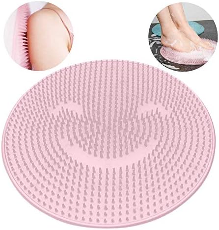Rebecca Bathroom Mat,Silicone Lazy Wash Feet Bath Artifact,Non-Slip Back Massage Pad,Foot to The Dead Skin Wash Brush Bathroom Suction Cup (Pink)