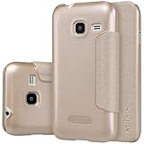 Galaxy J1 mini Case, Vinve Flip Ultra-thin Cover PU Leather Hard Slim Folio Case For Samsung Galaxy J1 mini (Golden)