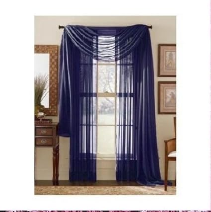 Amazon Com Monagifts 2 Panels Navy Blue Sheer Voile Window Panel