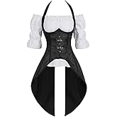 Kranchungel Corset Dress Halloween Costumes: Women Steampunk Corset Skirt Renaissance Corset Dress Burlesque for Themed Party