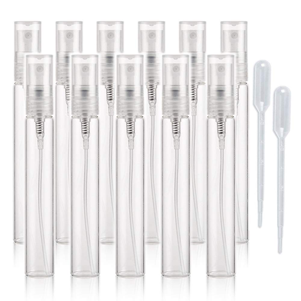 Enslz 10pcs Mini Spray Bottle 10ml Refillable Glass Spray Bottle for Glass Cleaning Refillable Container for Cleaning, Travel, Essential Oils(10ml))