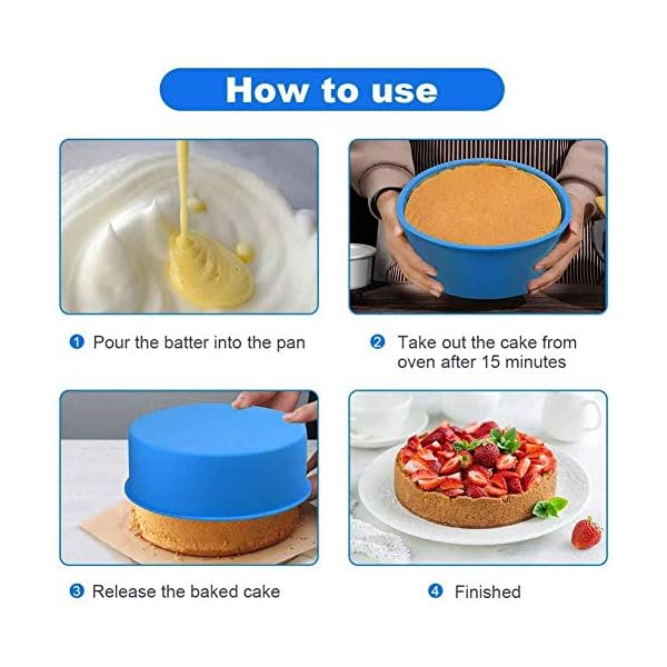SUNSK Silicone Cake Molds 8 Inch Round Cake Tins Non Stick Baking Molds Bakeware Tray for Chocolate Cookies Breads Pie…